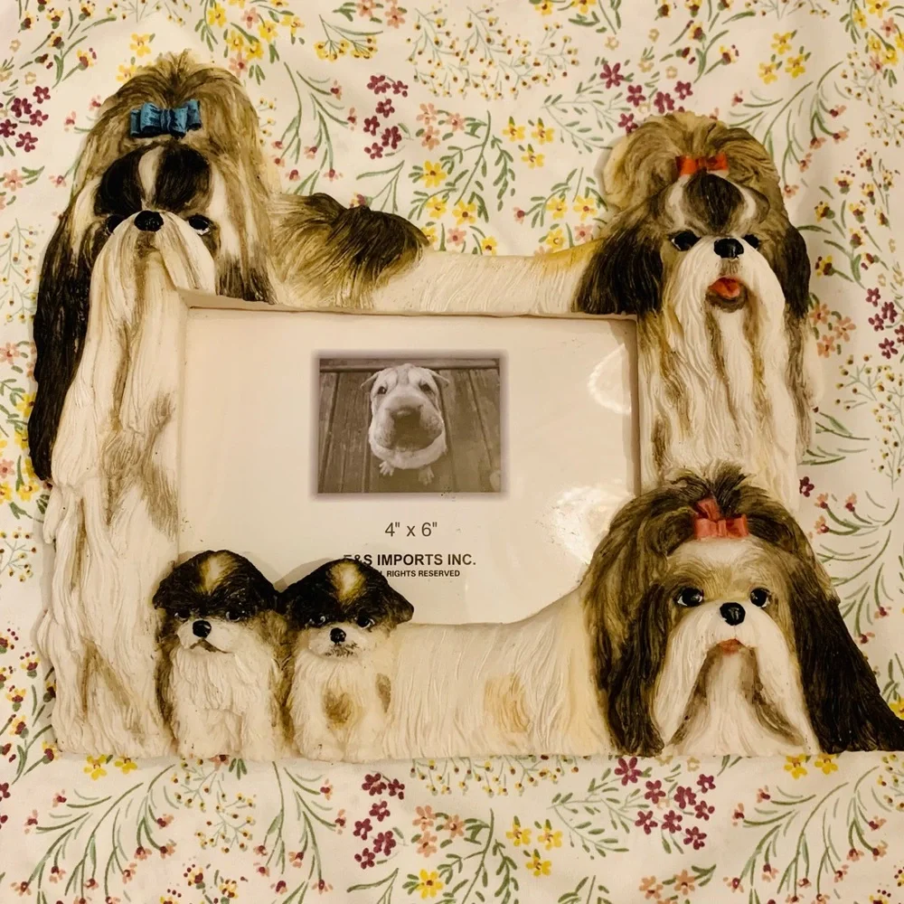 E & S Imports Shih Tzu Photo Frame Ceramic Resin
